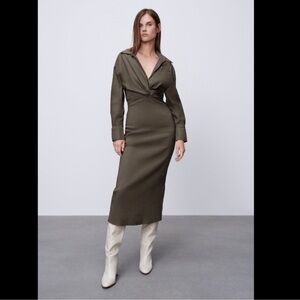 Zara linen blend dress with gathered details Size Xs